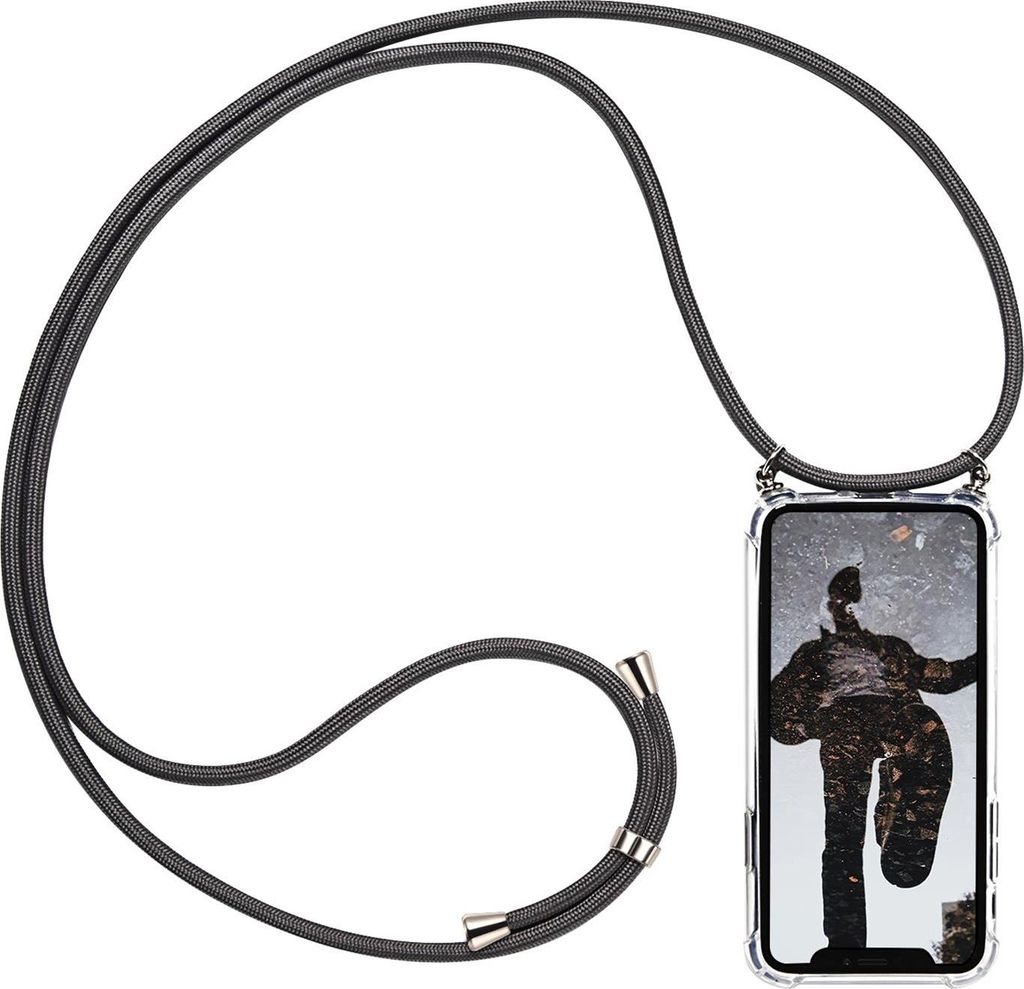 Handykette Grau + Hülle für Samsung Galaxy S7 Edge Schutzhülle mit Trage Band Kordel Schnur Case zum umhängen