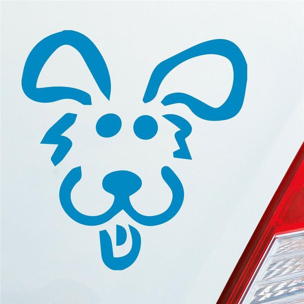 Auto Aufkleber Hund Dog Animal Tier Süß Comic 10x9 cm Hellblau Sticker Heckscheibenaufkleber
