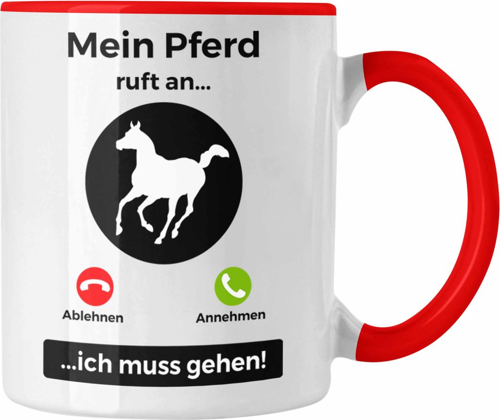 Trendation - Pferde Tasse Geschenk Mädchen Reiten Geschenke Pferd Kaffeetasse für Reiterin Pferdeflüsterer Erwachsene Spruch (Rot)