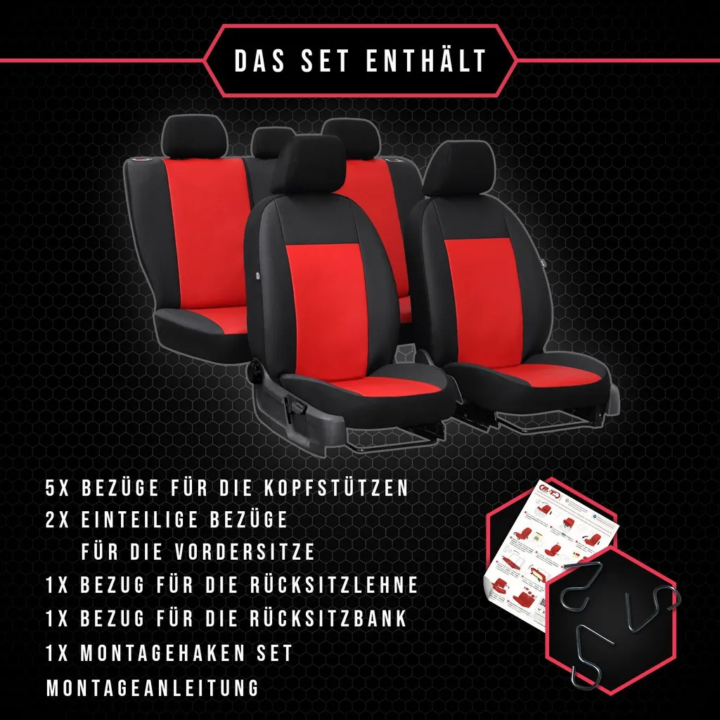 Coprisedili Auto Coprisedili Universali Coprisedili Auto per Opel Agila A Set Rosso - 9