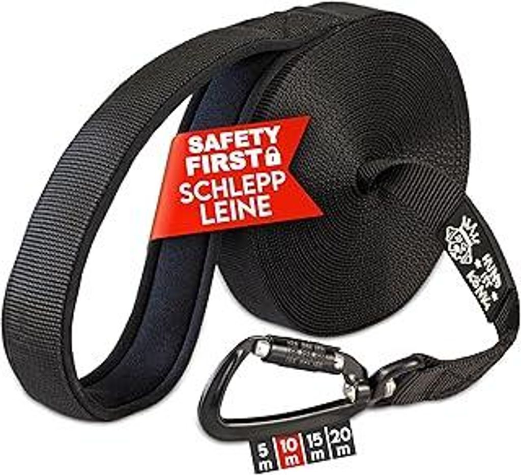 HUND IST KÖNIG Schleppleine 10m für Hunde 12-70kg - Lange robuste Hundeleine mit Griffpolster & Sicherheitskarabiner - Trainingsleine + eBook, Hu...