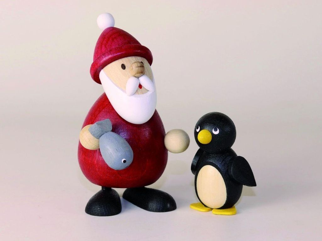 Holzfigur Weihnachtsmann mit Fisch HxB 9,5x9,5cm NEU