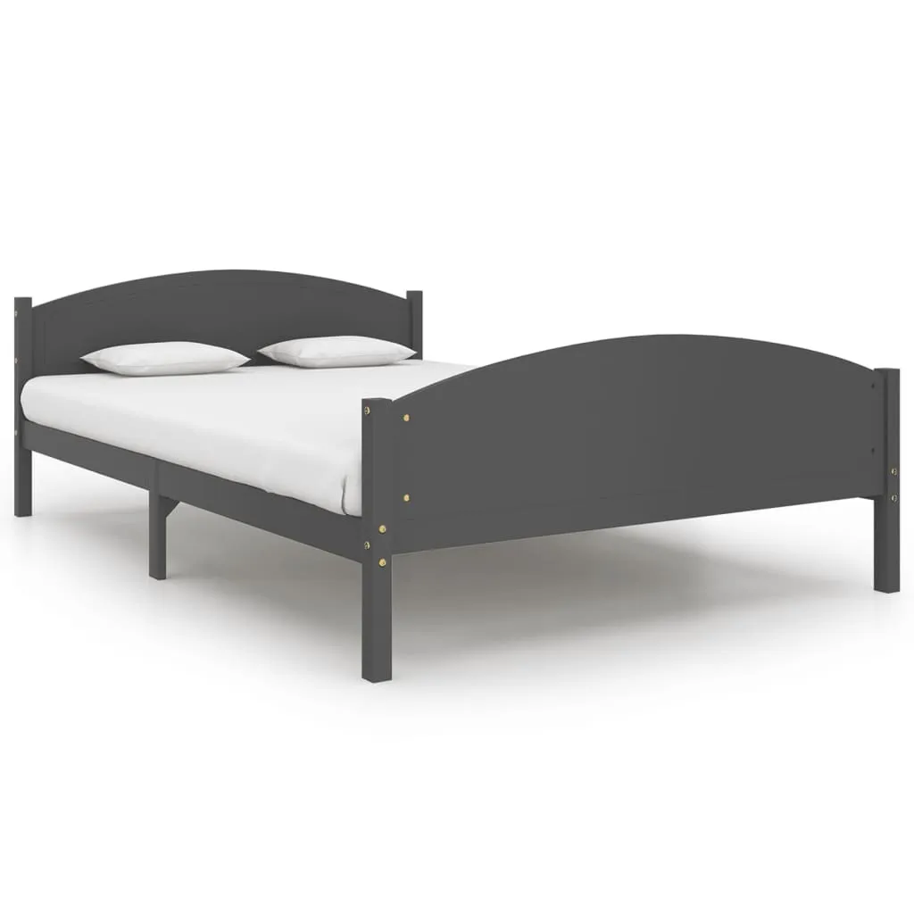 Structure de lit robuste 160x200 cm en bois de pin massif gris foncé