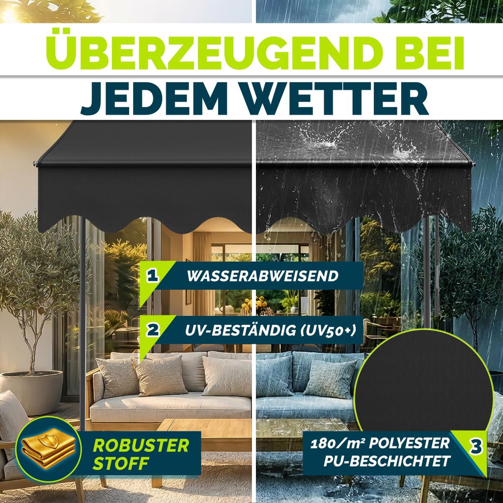 tillvex Balkonmarkise 200 cm Anthrazit Gelenkarm Markise