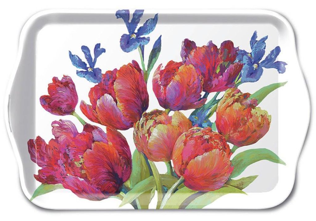 Serviertablett aus Melamin Tulpenstrauß Tray melamine 13x21 cm Tulips of joy