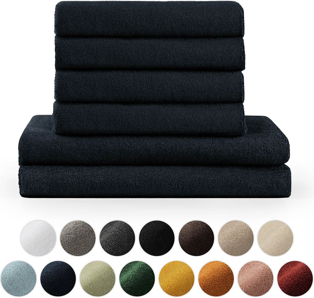 Blumtal Premium Frottier Handtücher Set mit Aufhängschlaufen - Baumwolle , weich, saugstark - 2X Badetuch (70x140 cm), 2X Handtuch (50x100 cm), D...