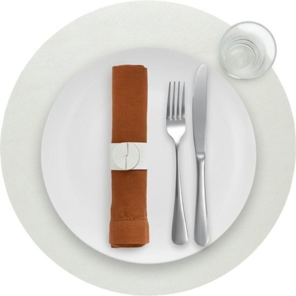Platzdeckchen Skinnatur "Simply White" - Rund - Platzsets - Tischset - Recyceltes Leder - Weiß - 38cm - 1 Stück