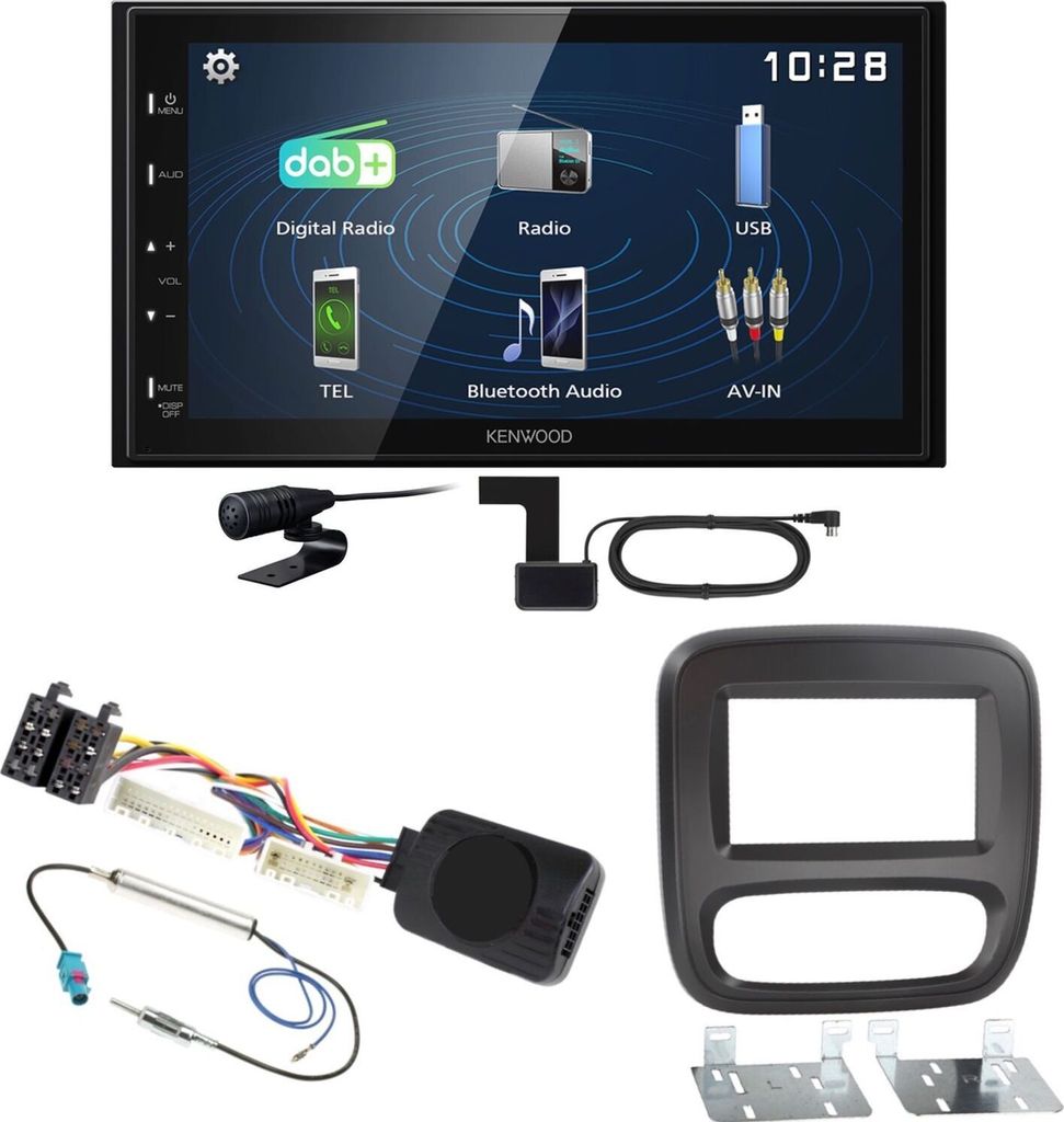 Kenwood DMX129DAB DAB+ Bluetooth USB Einbauset für Fiat Talento
