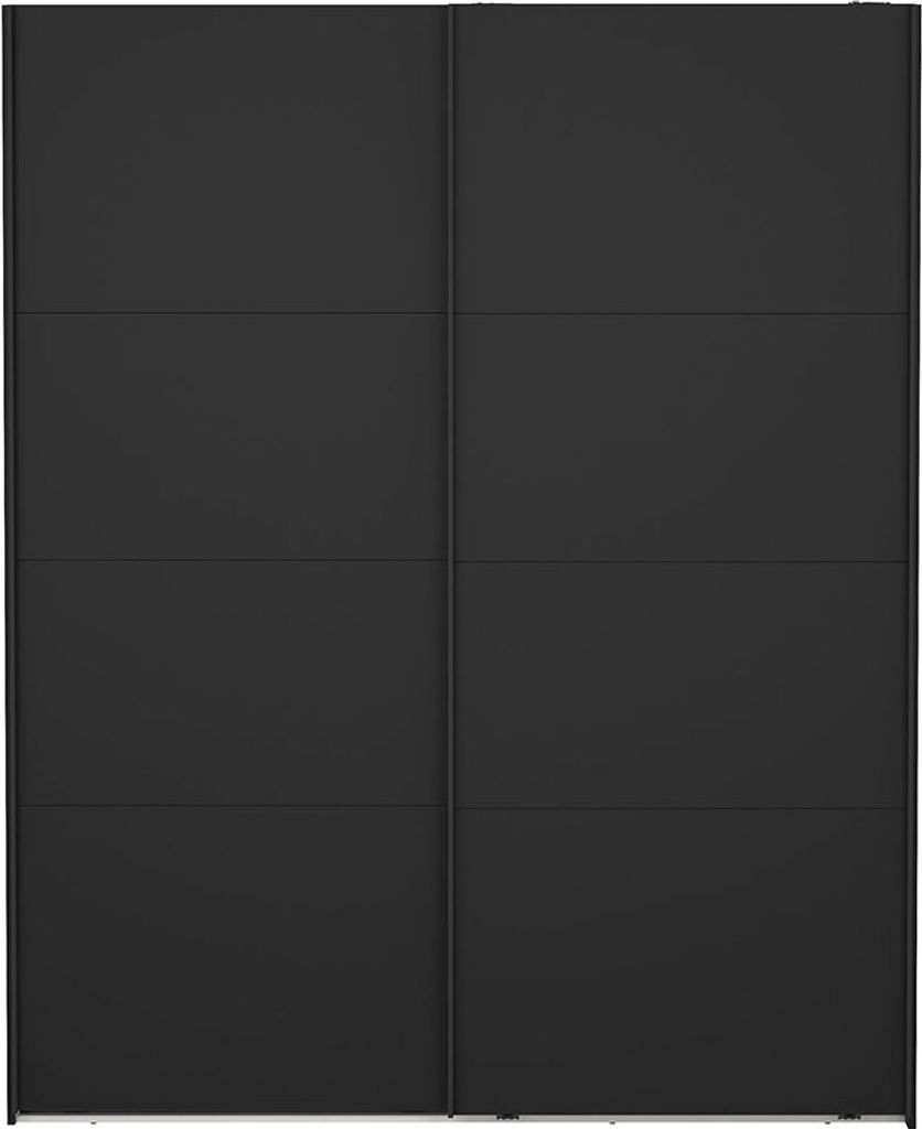 Catania Kleiderschrank 221x179x65cm, 2 Schiebetüren matt schwarz.