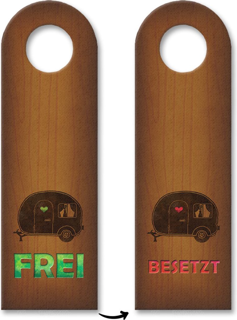 Frei oder Besetzt Camping-Türhänger mit Muster Rustikal Klo WC Toilette Holz