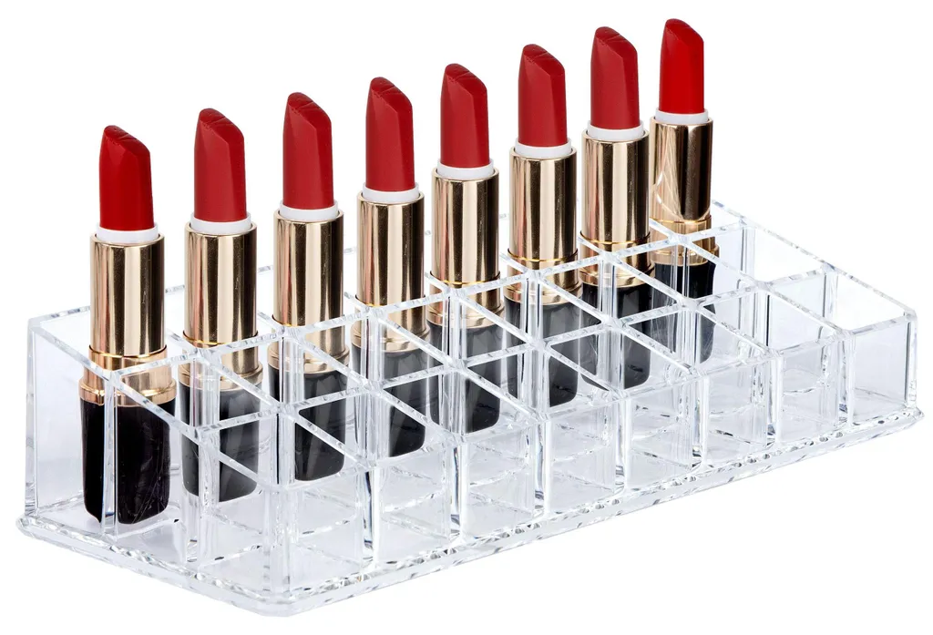 Présentoir maquillage transparent acrylique 24 emplacements compact