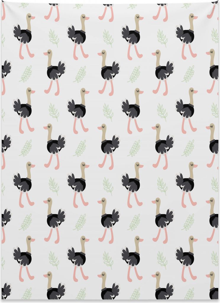 Abakuhaus Strauß Wandteppich, Hipster Vogel Botanik Blätter aus Weiches Mikrofaser Stoff Kein Verblassen Klare Farben Waschbar, 110 x 150 cm, Hel...