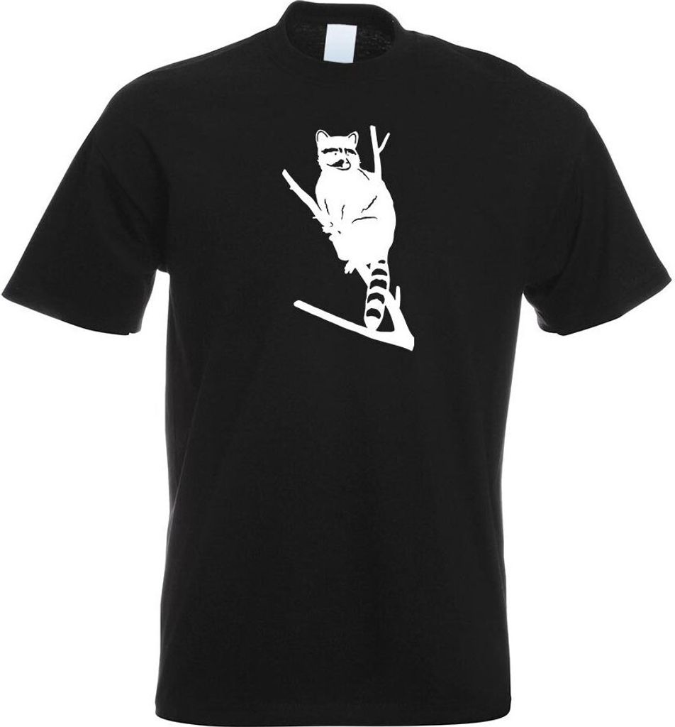 Kiwistar - T-Shirt - schwarz - Waschbär Motiv 1 - Pelz Herren Funshirt Bedruckt Design Sprüche Spruch Motive - mit Motiv Bedruckt - Funshirt Desi...