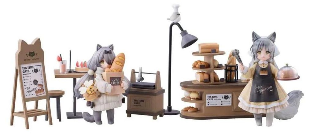 Decorated Life Collection PVC Statue Tea Time Cats - Cat Town Bakery Staff & Customer Set 12 cm