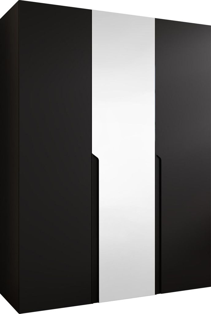 MIRJAN24 Kleiderschrank Mila 2 150 mit Spiegel, Schlafzimmer, Kleiderschrank, mit drei Drehturen und mit zwei Kleiderstange, Modern, Garderobenschr...