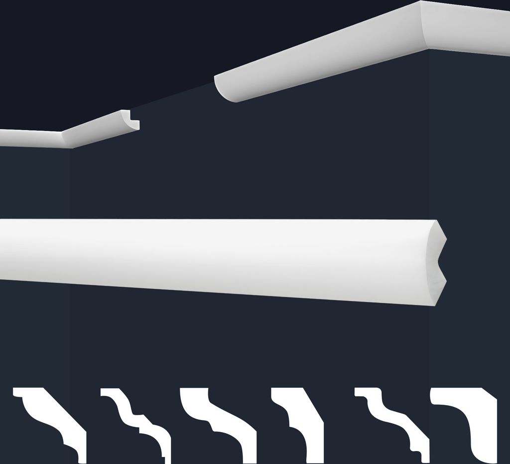 MARBET DESIGN Stuckleisten XPS Styropor weiß - Deckenleisten Stuck Decken Styroporleisten E-Leisten - (370 Meter / 1 Packung E-1)