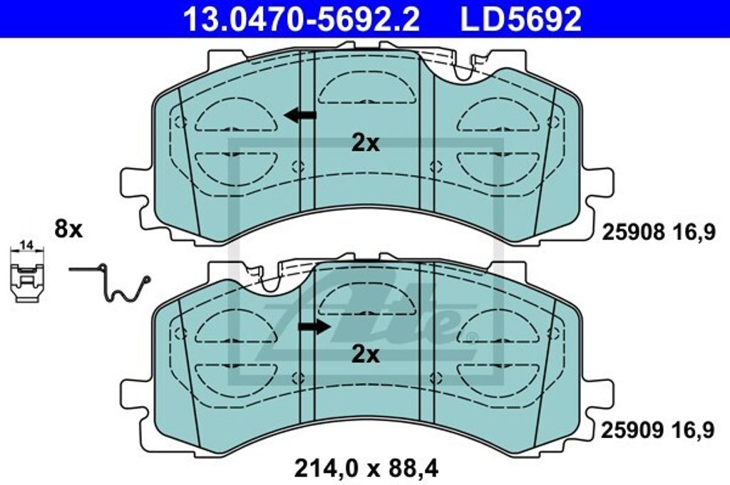 ATE Bremsbeläge Satz Vorne für AUDI A6 Avant (4A5, C8) 13.0470-5692.2
