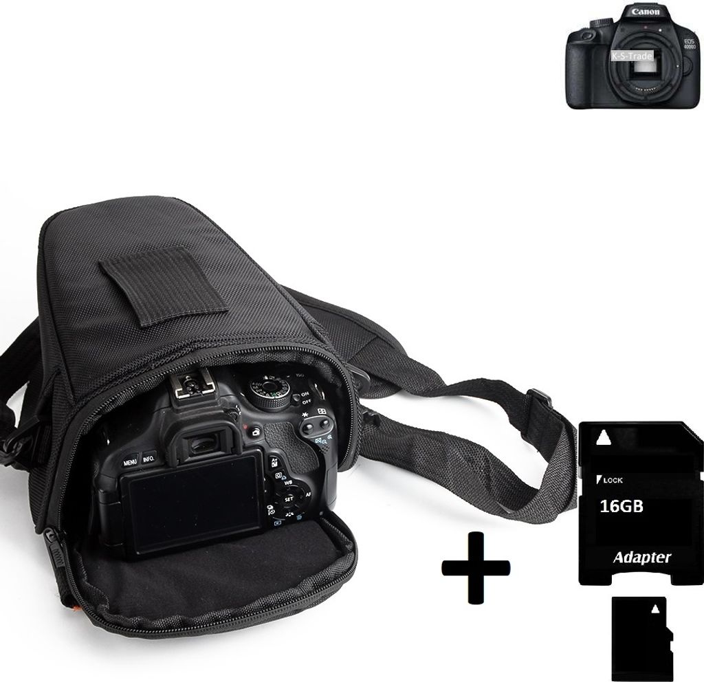 K-S-Trade Schultertasche kompatibel mit Canon EOS 4000D Colt Kameratasche für Systemkameras DSLR DSLM SLR, Bridge etc., + 16GB Speicherkarte