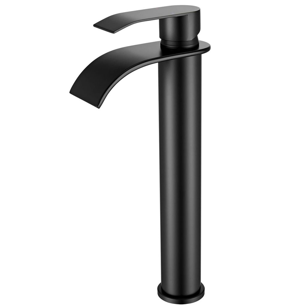 CECIPA MAX Waschtischarmatur | Hoher Wasserfallhahn | Badezimmerarmatur | 24.5cm Höhe Wassersparend |Schwarz Edelstahl