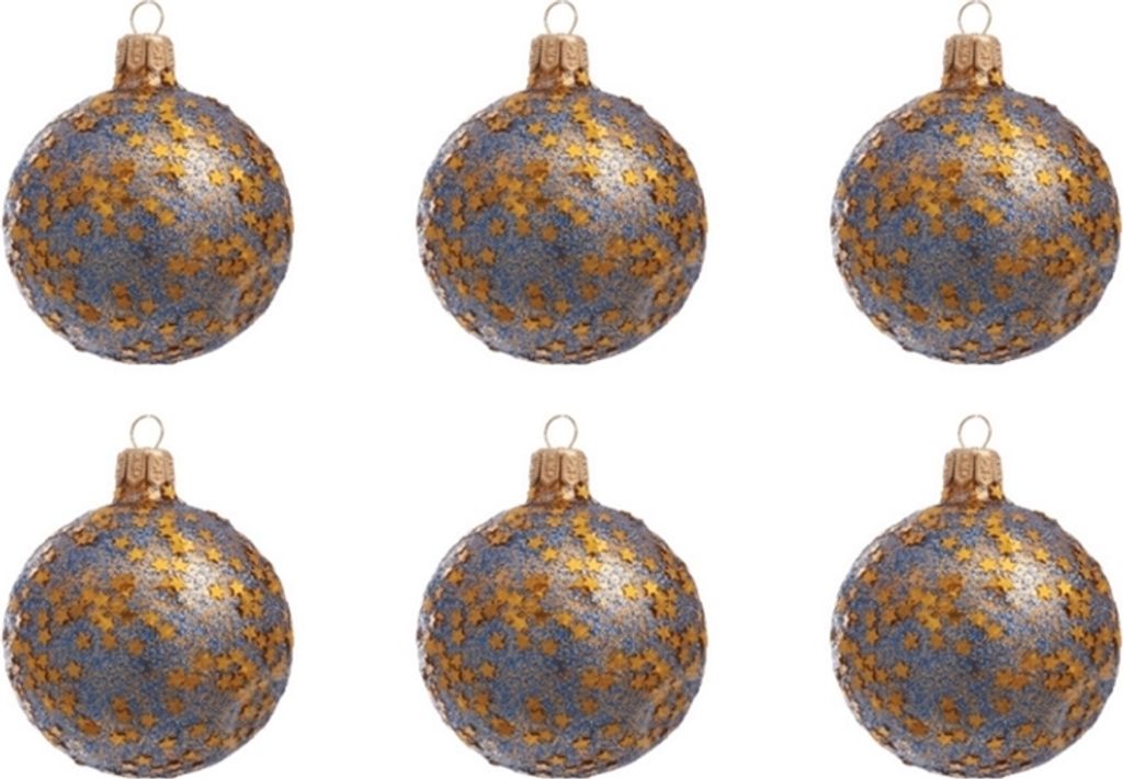Set aus kleinen Weihnachtskugeln mit Sternen