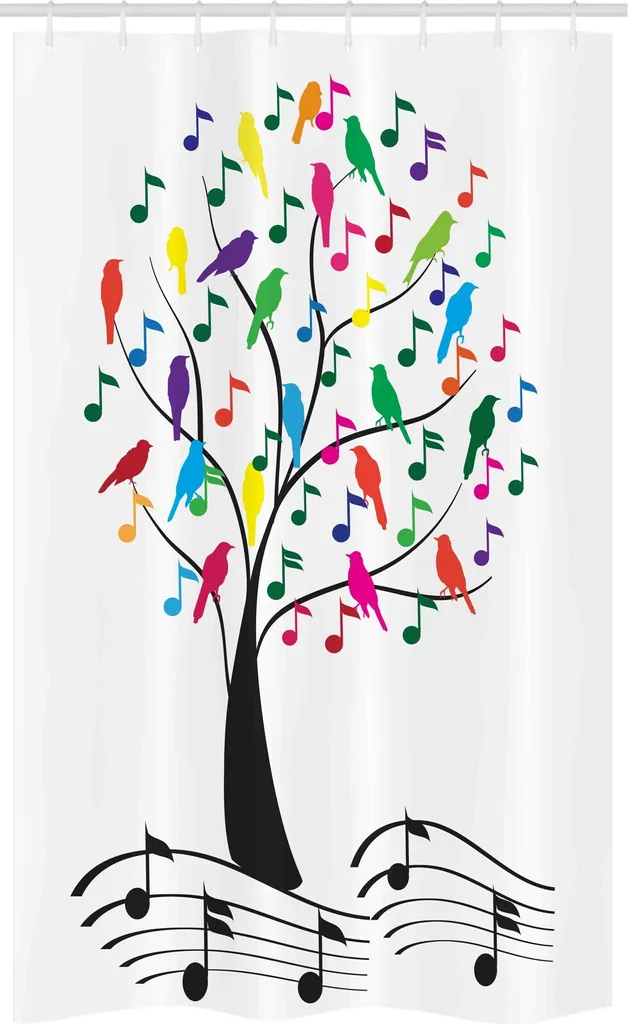 Tenda da Doccia Artistica ABAKUHAUS 120x180 Albero Note Musicali