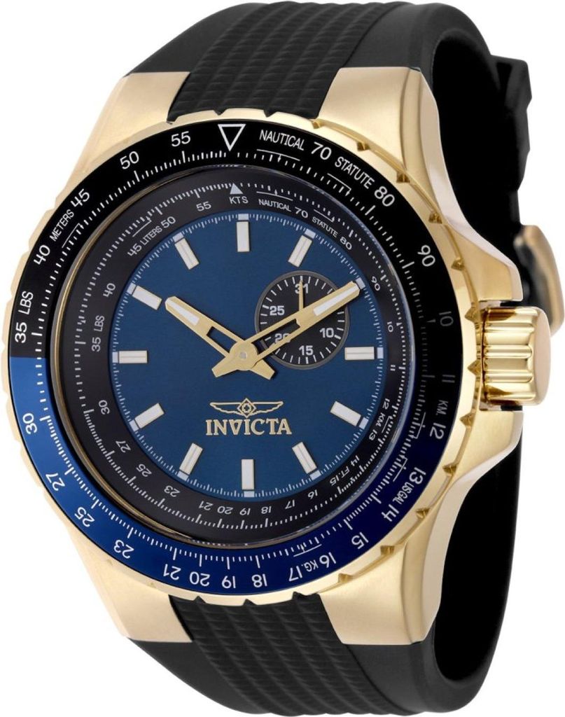Invicta Aviator 49719 Herren uhr - Wasserdicht - Analog - Quarzuhrwerk - Edelstahl mit blauen zifferblat - 50mm