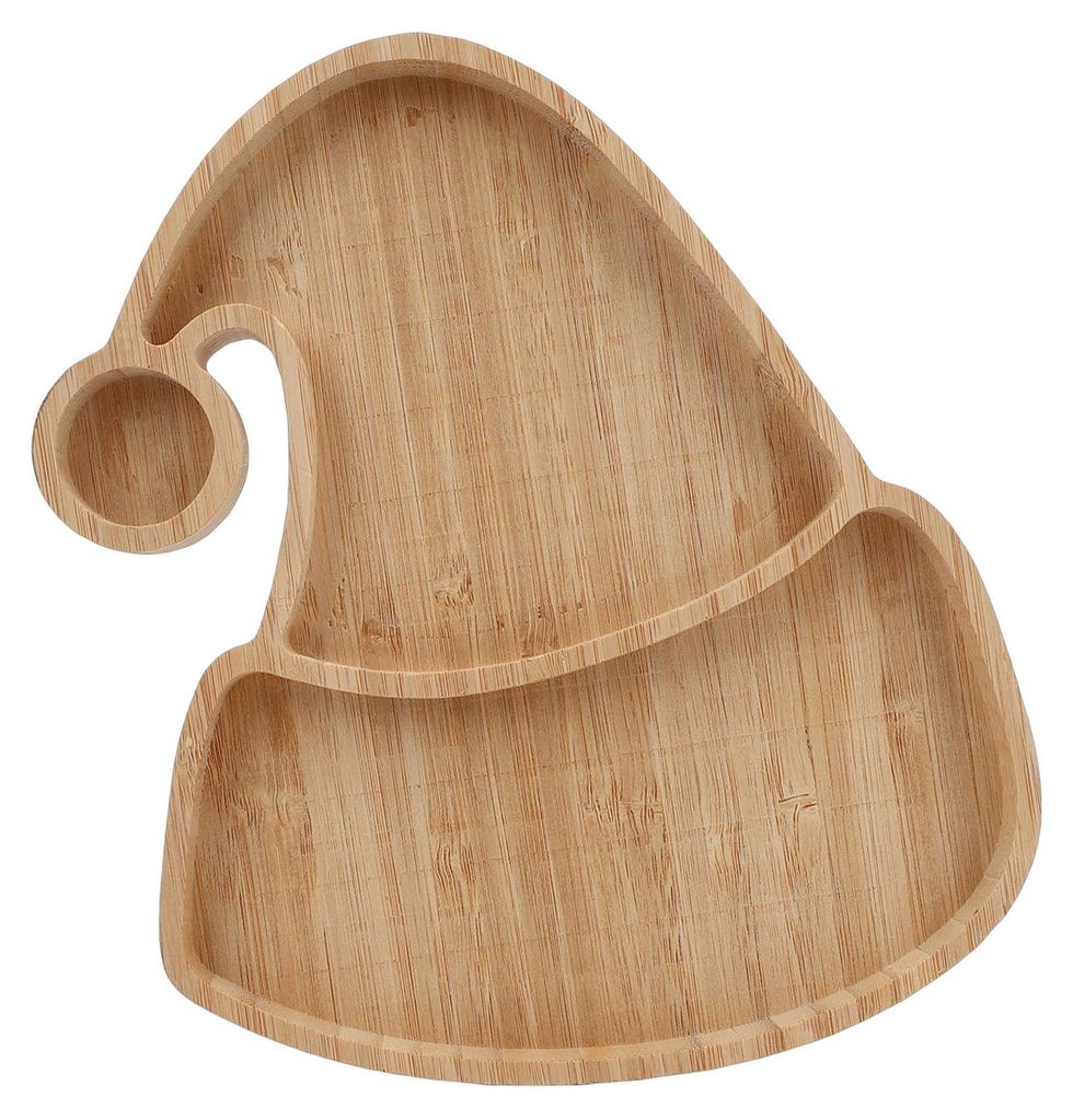 Serviertablett mit Weihnachtsmannmütze, Holzschale für Desserts, Süßigkeiten, Nüsse, Kekse, Aufbewahrung, Weihnachtsdekoration
