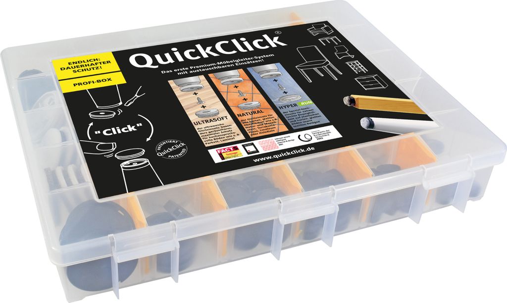 WAGNER QuickClick Möbelgleiter PROFI BOX 432-tlg. Set- Basisteile zum Kleben & Schrauben & Einsätze - 17010101