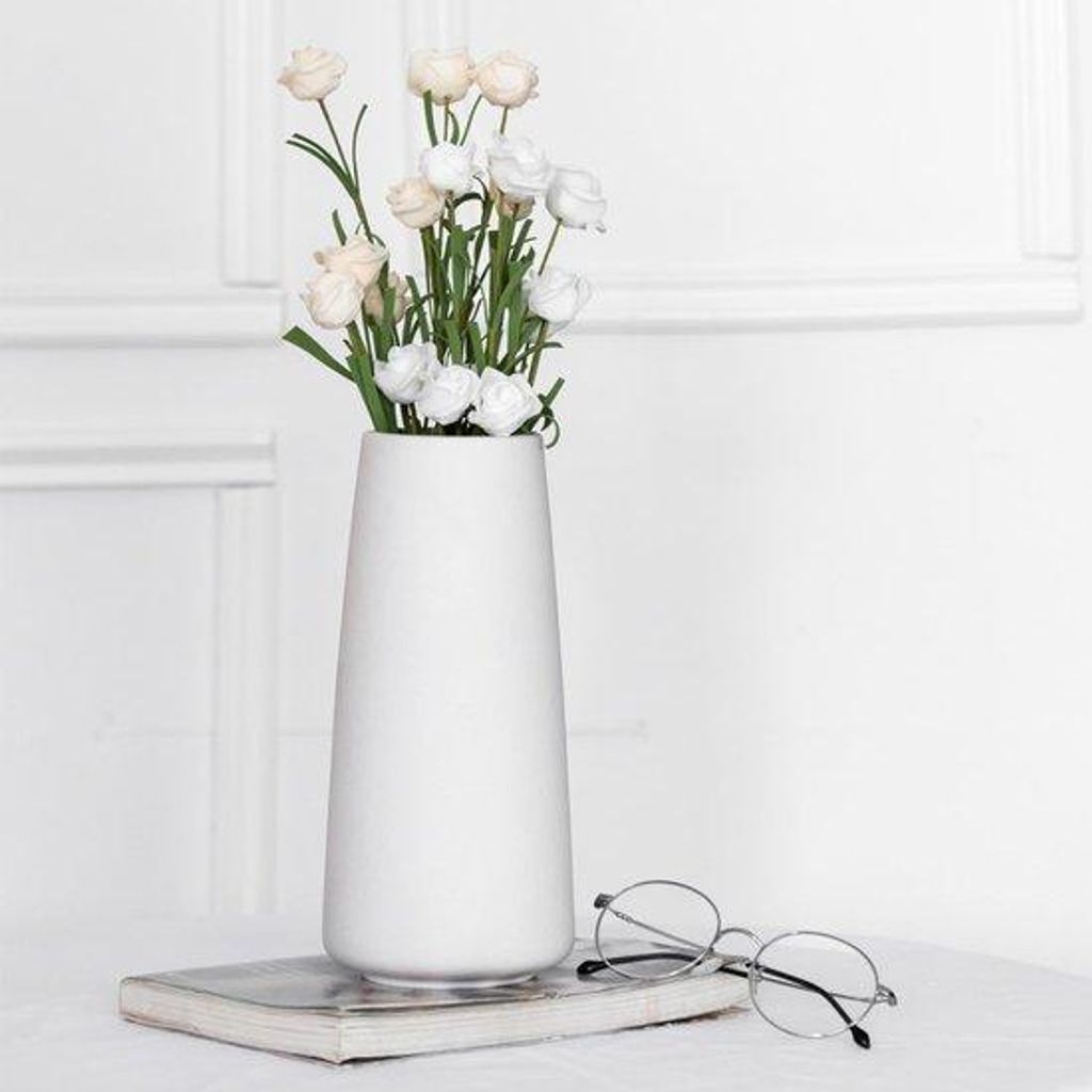 Famanu Keramische Vase Große Weiße Blütenvase - Minimalistisch Modern