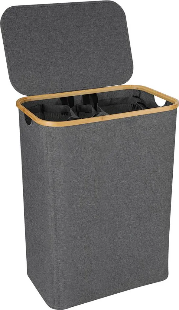 Cesto della biancheria Izrielar con coperchio, contenitore pieghevole per biancheria, cassapanca per biancheria, contenitore per biancheria con sacchi rimovibili, grigio 160 litri Contiene tre sacchetti a rete - 10