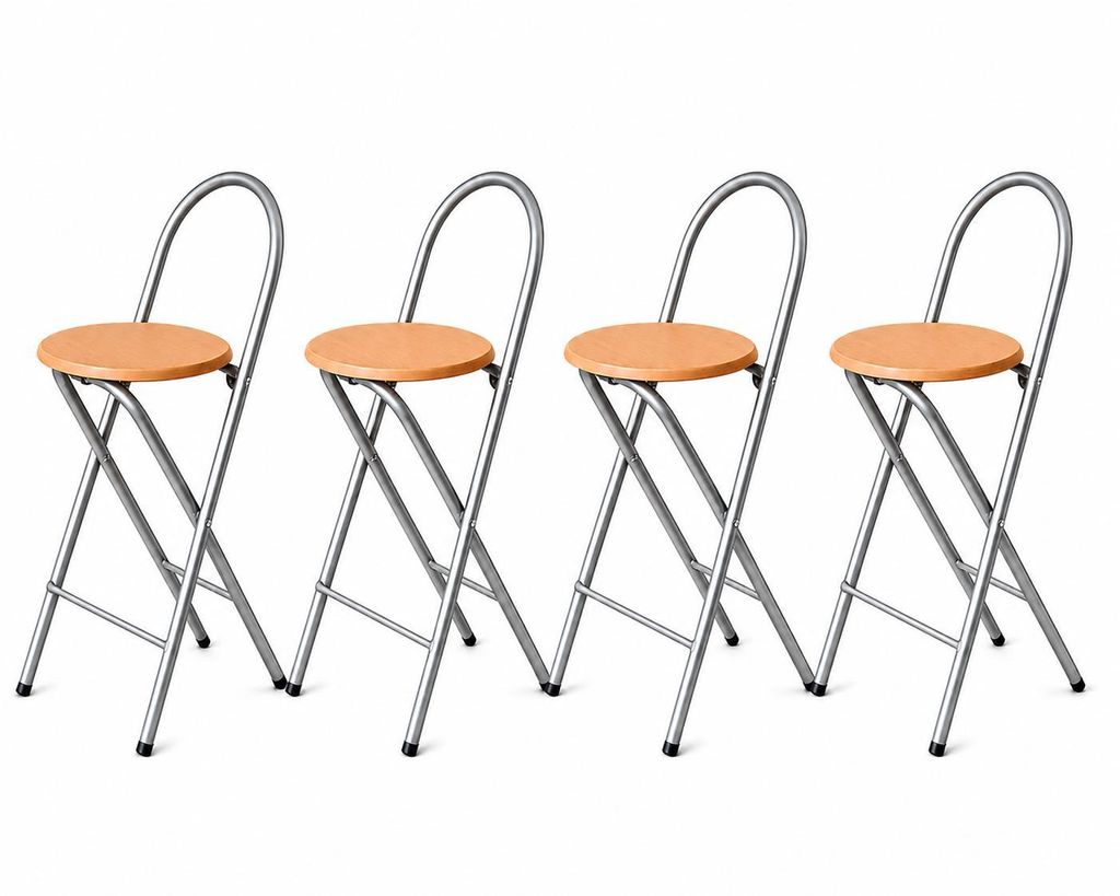 KMH® Sgabello Bill Set 4, pieghevole, schienale & pedana – Immagine del prodotto 