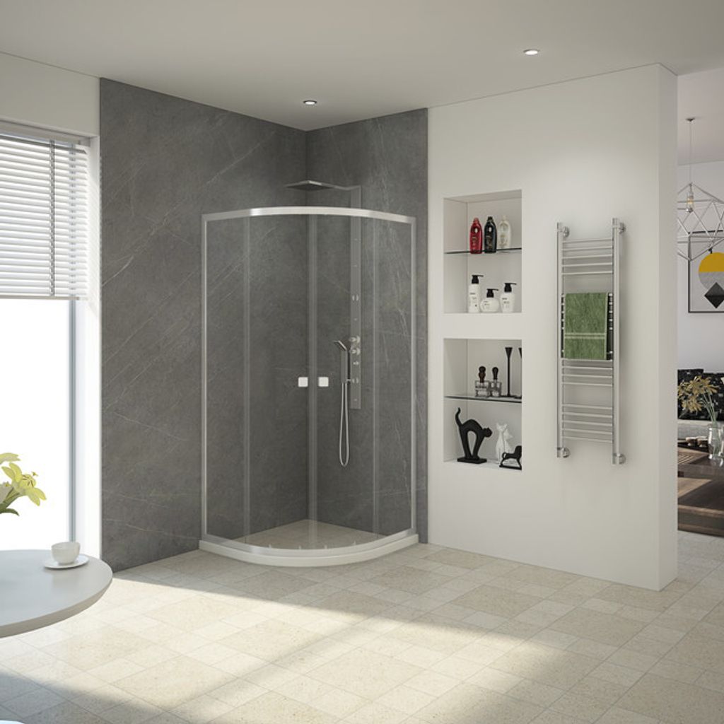 Duschkabine 80x80 MARWELL LEEDS II 80x80x190 cm Runddusche mit hochwertigen Alumuniumprofilen in chrom Duschabtrennung aus Einscheibensicherheitsgl...