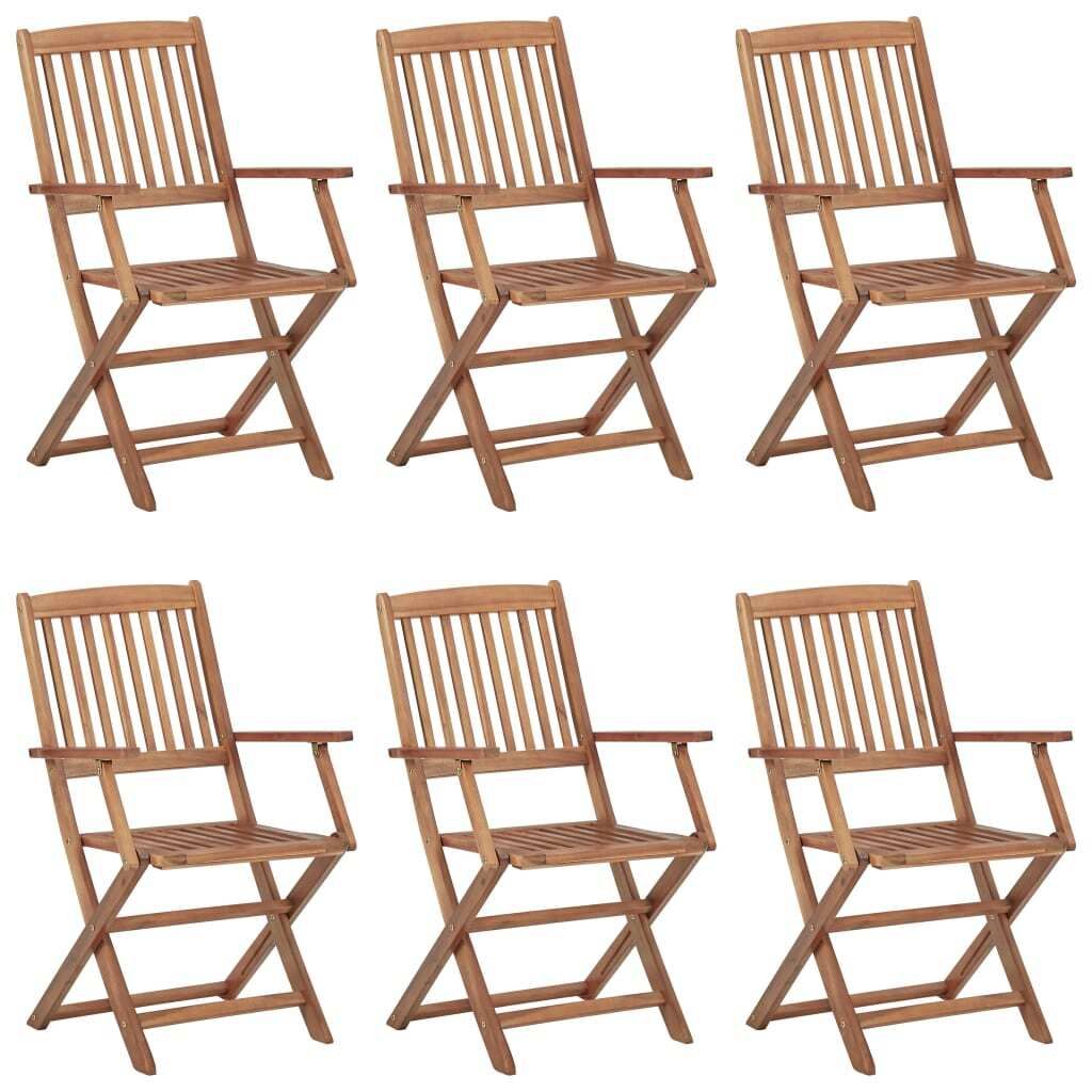 (Robust Möbel)Stuhl Terrasse - Klappbare Gartenstühle 6er set - Balkonmöbel - Campingstuhl elegantes Design - mit Kissen Massivholz Akazie -...