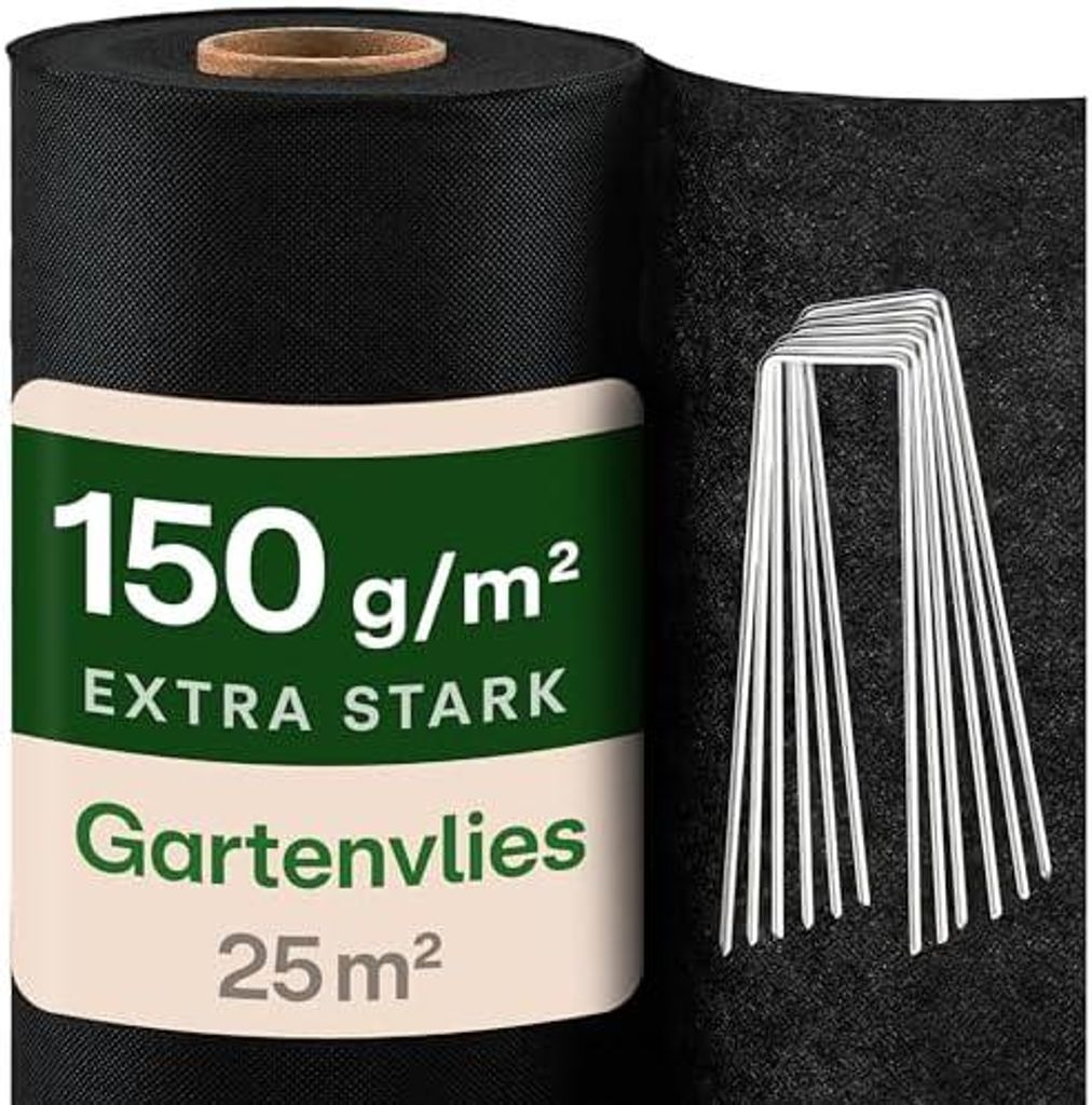 Praknu Gartenvlies 150g/m² mit 12 Erdankern – Extra Stark & Produktbild 