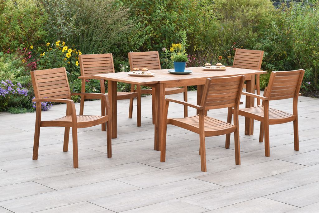 Merxx Gartenmöbel Set Batavia 7tlg., 6 Stapelsessel,  Produktbild 