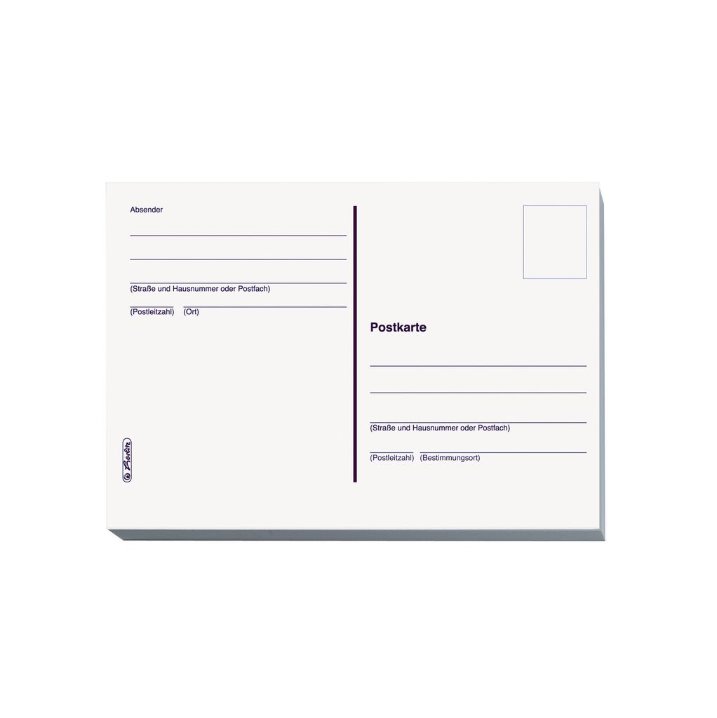 A blank postcard with fields for sender and recipient information, and the word "Postkarte" printed on it.
