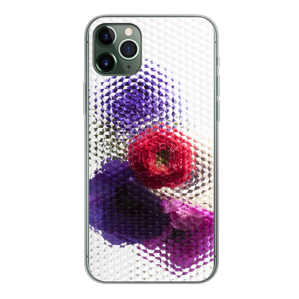 MuchoWow Handyhülle Schutzhülle Hülle für iPhone 11 Pro Max Mohn - Blumen - Glas Silikon Softcase Handy Hülle - Schutz