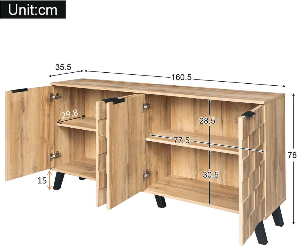 okwish Kommode Sideboard mit viel Stauraum, Schrank mit 4 Produktbild 