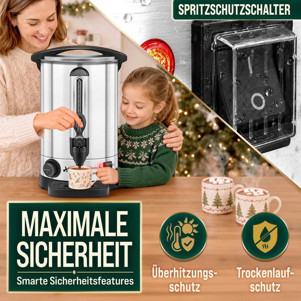 TRESKO® Glühweinkocher Silber 30L / 2500W Einkochautomat