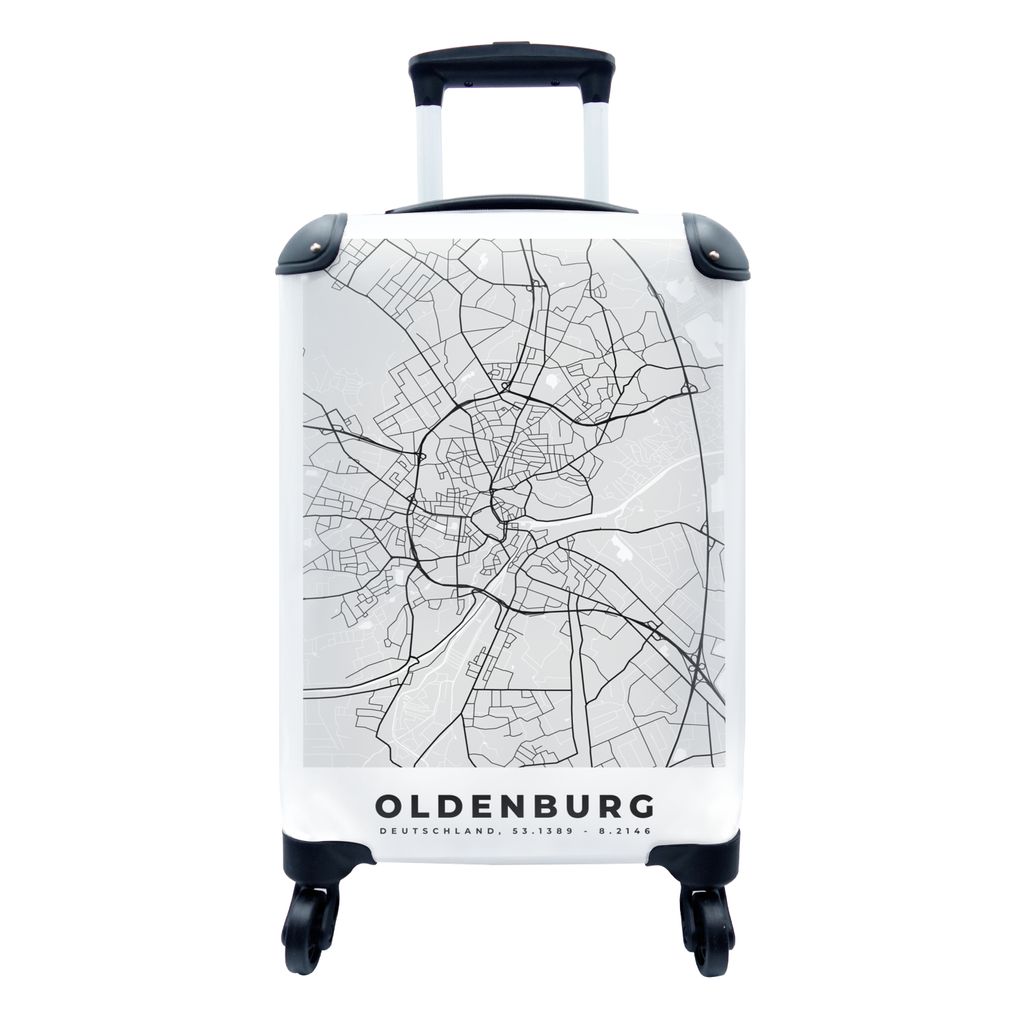 MuchoWow Koffer Handgepäck Trolley Rollkoffer Kleine Reisekoffer mit 4 Rollen - Stadtplan - Stadtplan von Oldenburg - Deutschland - Cabin Size <...