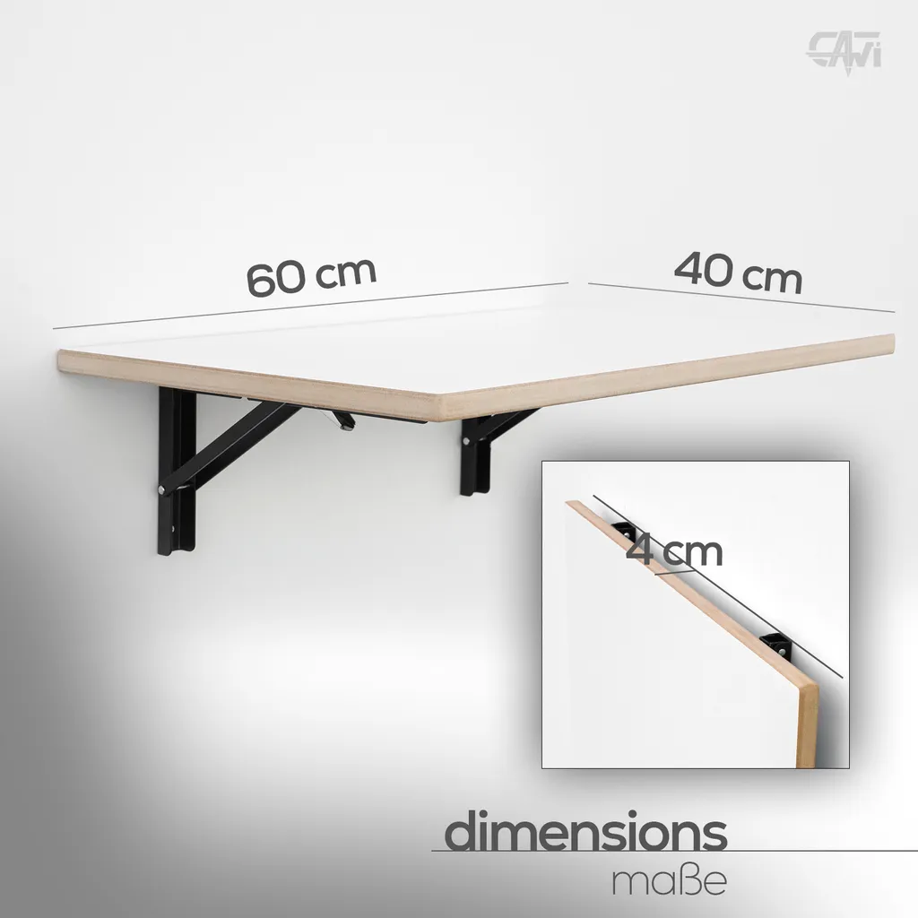 Table de cuisine pliante durable en bois massif - Finition Naturelle