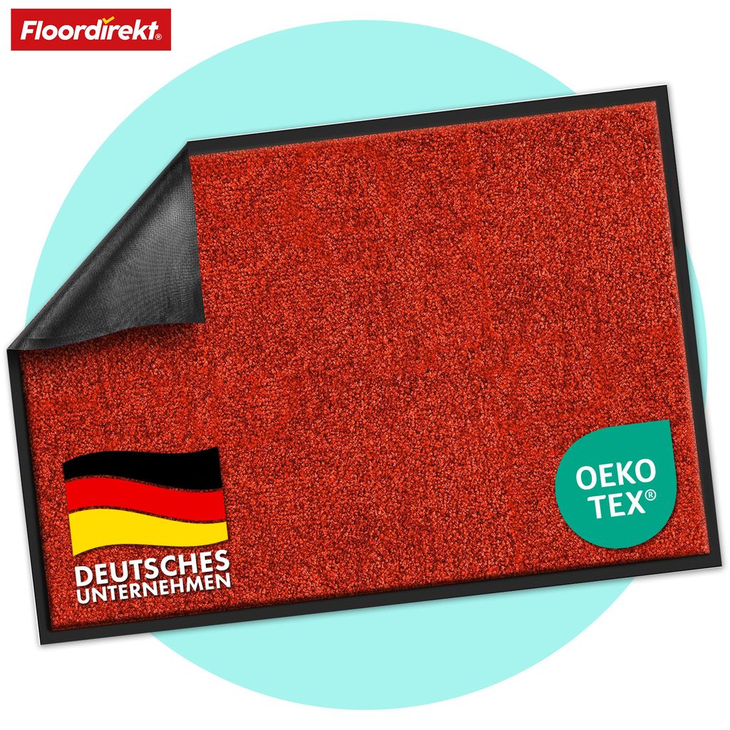 Floordirekt Schmutzfangmatte Rhine, Sauberlaufmatte rutschfest, waschbare Fußmatte Indoor Eingangsbereich, viele Größen & Farben - Rot, 135x200 cm