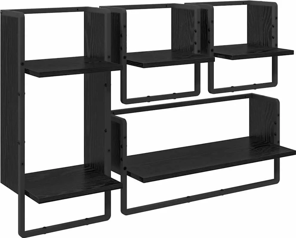 Set 4 Mensole da Muro SYFAX 65cm Rovere Nero | Arredo Casa Chic - 1