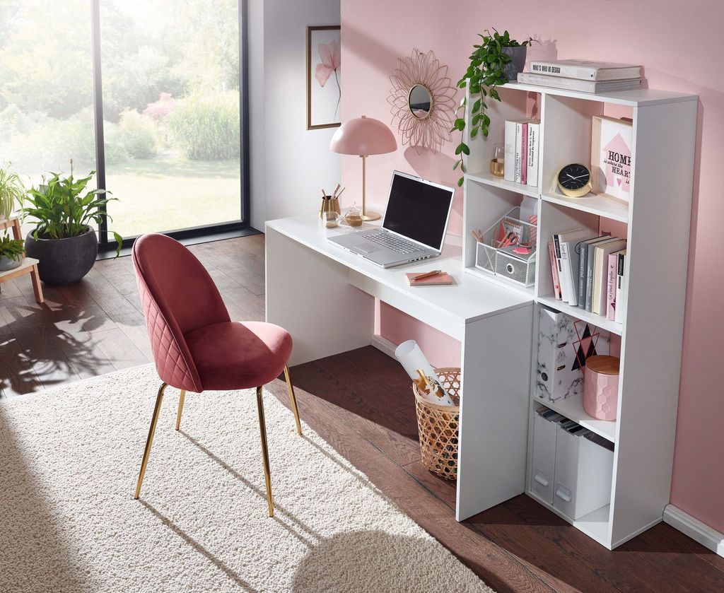 Schreibtisch FineBuy Bürotisch mit Regal 170 cm Weiß Produktbild 4