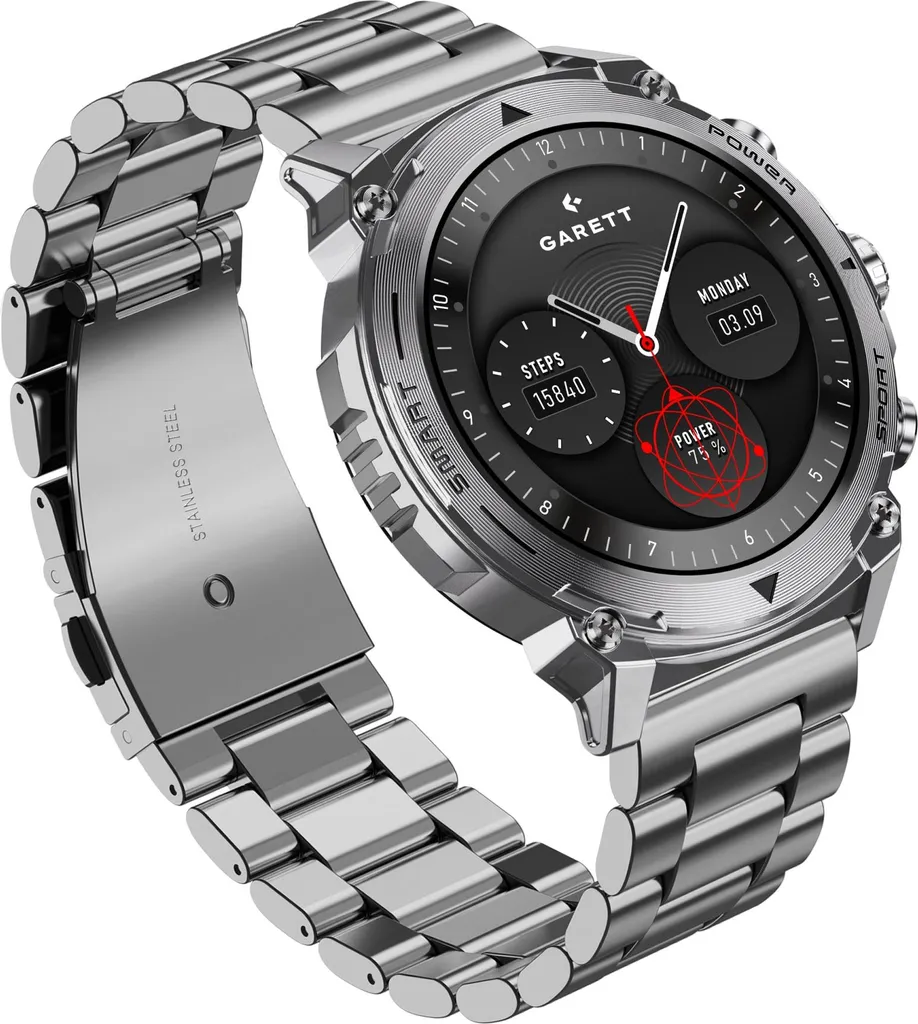 Smartwatch Garett Atom Silver Steel - Montre Intelligente Acier Argent