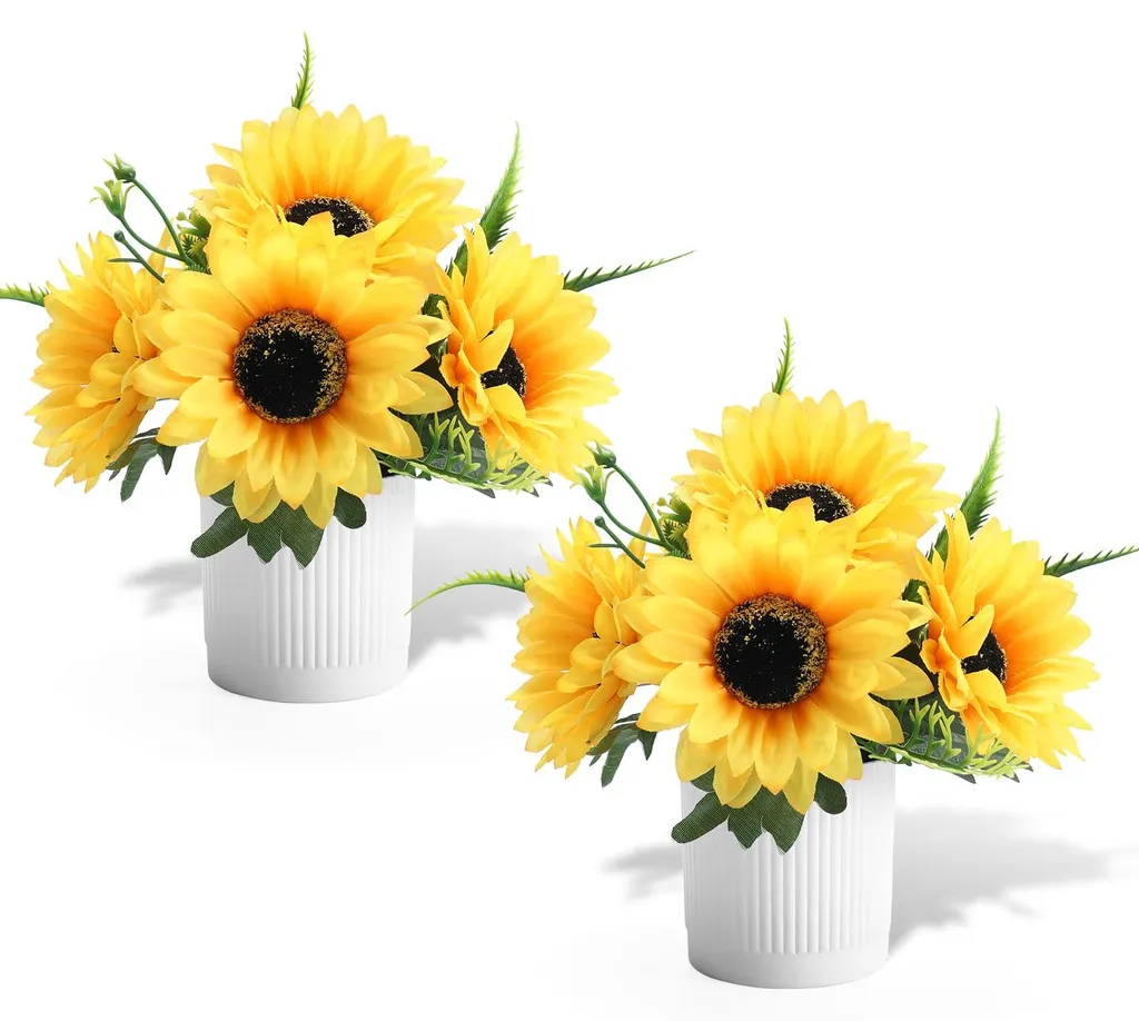 Plantes artificielles tournesols en pot pour décorer les coins sombres