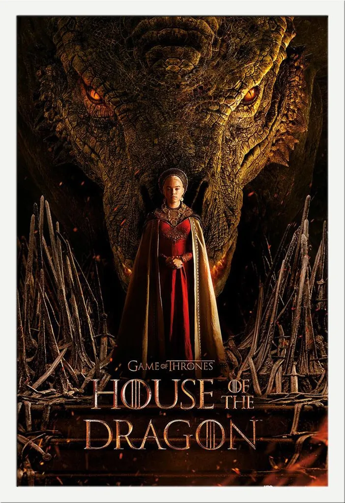 Poster House of the Dragon Rhaenyra et Daemon avec cadre Shinsuke blanc