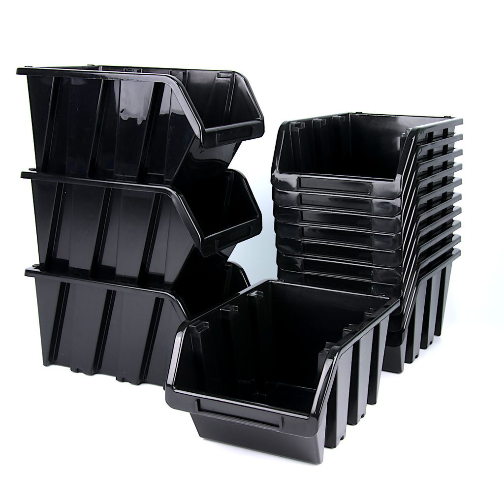 10x Sichtlagerbox Sortierbox Lagerbox Stapelbox schwarz NP12 Lagersystem 