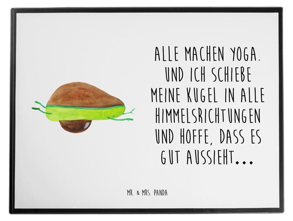 Mr. & Mrs. Panda Schreibtischauflage Avocado Yoga - Weiß - Geschenk, Bauch, Tischschoner, Schreibunterlage, schreibtischunterlage, Unsportlich, Hu...