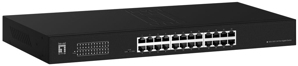 LevelOne Switch 24x GE GEU-2431 19" Rack Mount Kit Unmanaged Gigabit Ethernet (10/100/1000) 1U Schwarz